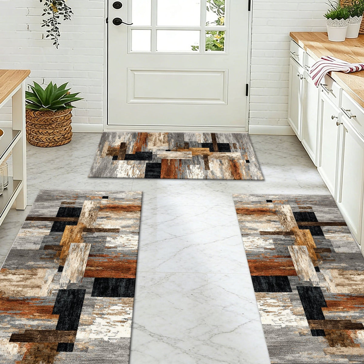 Abstract Kitchen Rug Set