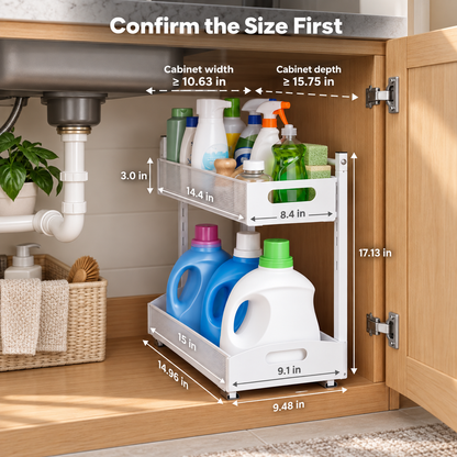 2-Tier Adjustable Under Sink Organizer 2-Pack