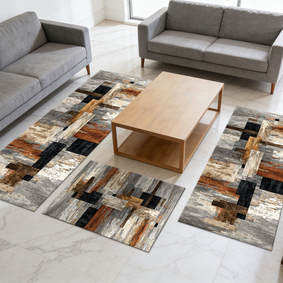 Abstract Kitchen Rug Set